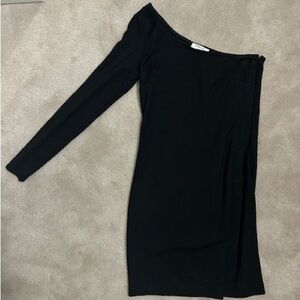 Black Babaton bodycon dress one sleeve